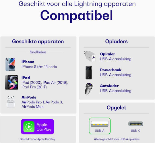Buddi Flex USB-A към Lightning кабел 12 W Черен