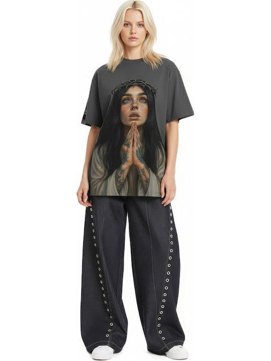 Дамска Oversized тениска в сиво