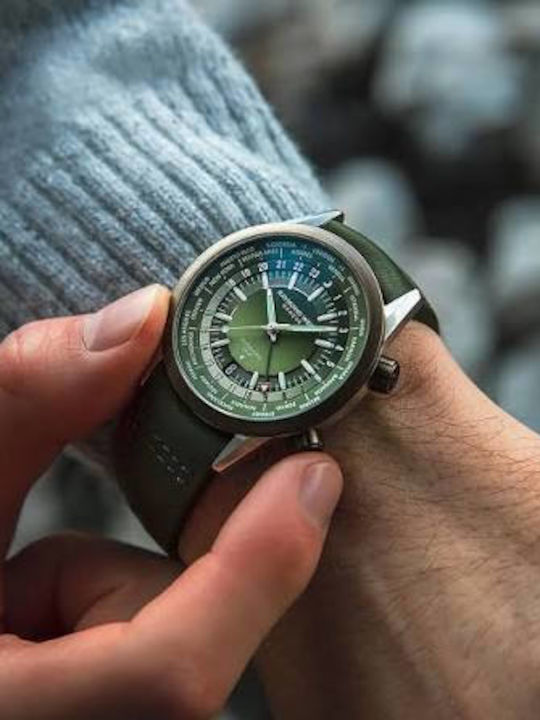 Freelancer Men's Watch 41mm Automatic with Green Leather Strap
