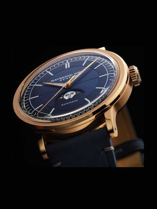 Men's Watch 39mm Automatic with Black Leather Strap