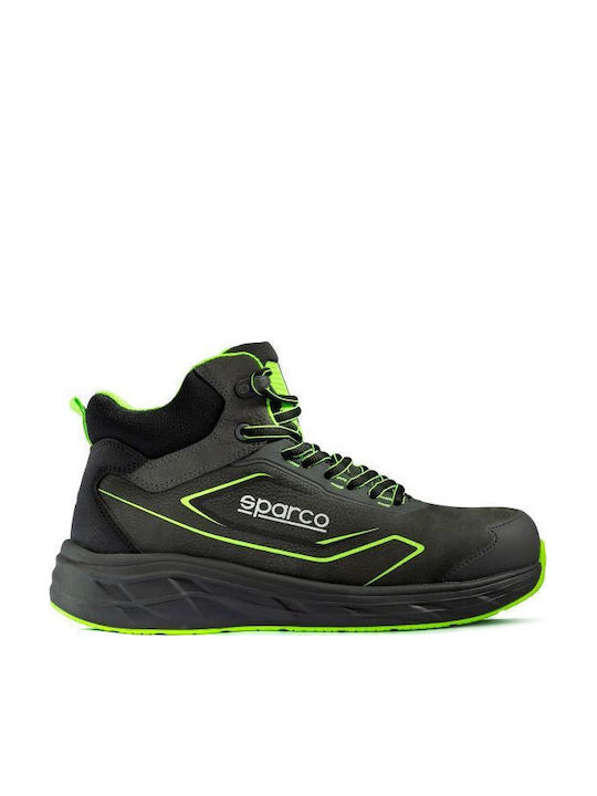 Sparco Esteban Waterproof Safety Boot Dark Grey Fluo Green S3S SR FO HRO SC CI ESD EN ISO 20345:2022+A1:2024 BTB0116B0E54