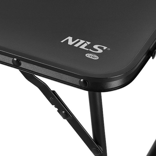 Nils Masă Metalică Pliabilă pentru Camping 60x40x25 cm Neagră