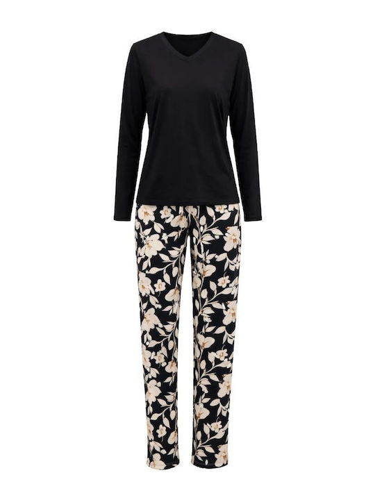 GoldenBay Set de Pijama de Damă pentru Iarnă Negru