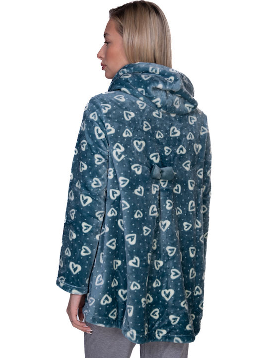 Comfort Damen-Wintermorgenmantel Petrol