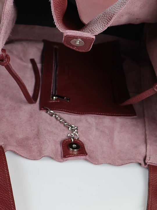 Burgundy Leather Women's Shopper Bag