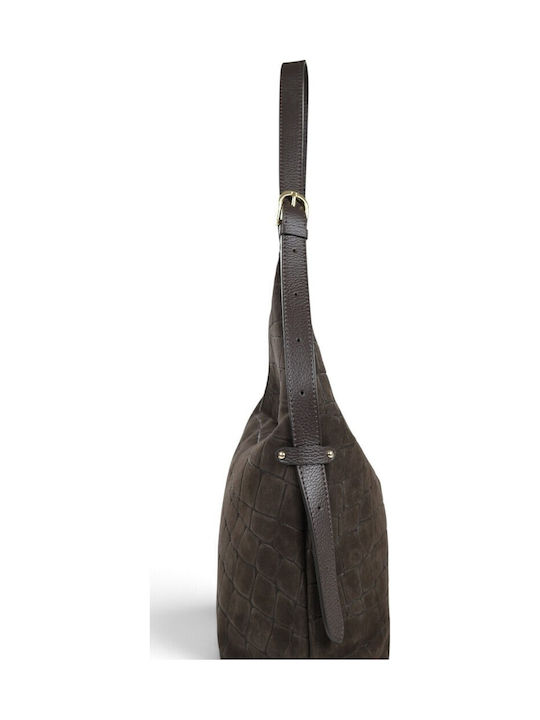 Leather Women's Hobo Bag Suede Chocolate