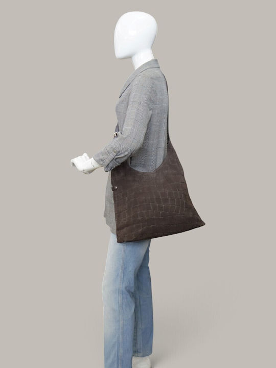 Leather Women's Hobo Bag Suede Chocolate