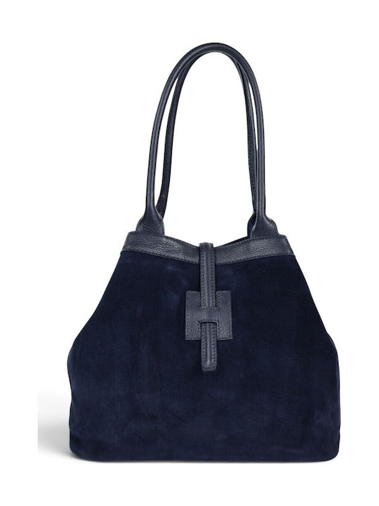 Women's Leather Shopper Bag Suede Blue