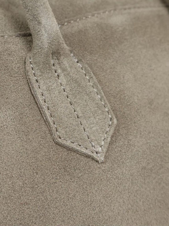 Leather Women's Satchel Bag Suede Taupe