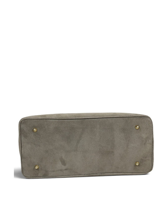 Leather Women's Satchel Bag Suede Taupe