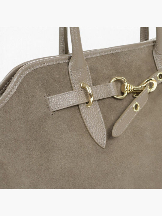 Leather Women's Tote Bag Suede Taupe