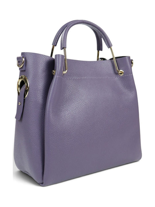 Leather Women's Tote Bag Purple