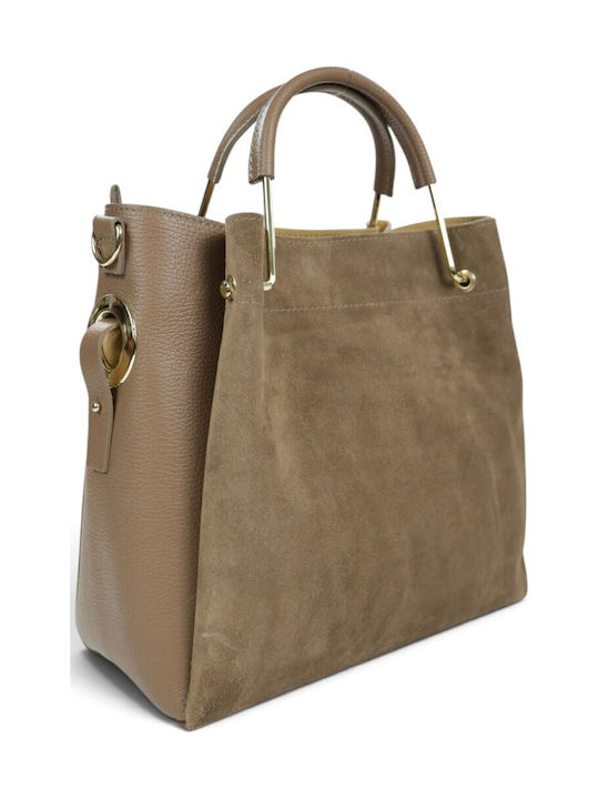 Women's Suede Tote Bag Dark Taupe