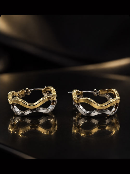White and Yellow 14 Karat Gold Earrings