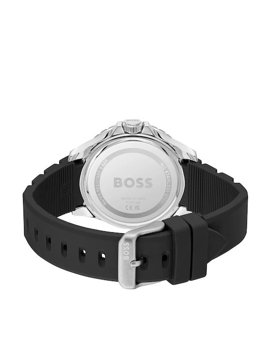Hugo Мъжки Часовник 42 mm На Батерия със Силиконова Каишка Сив