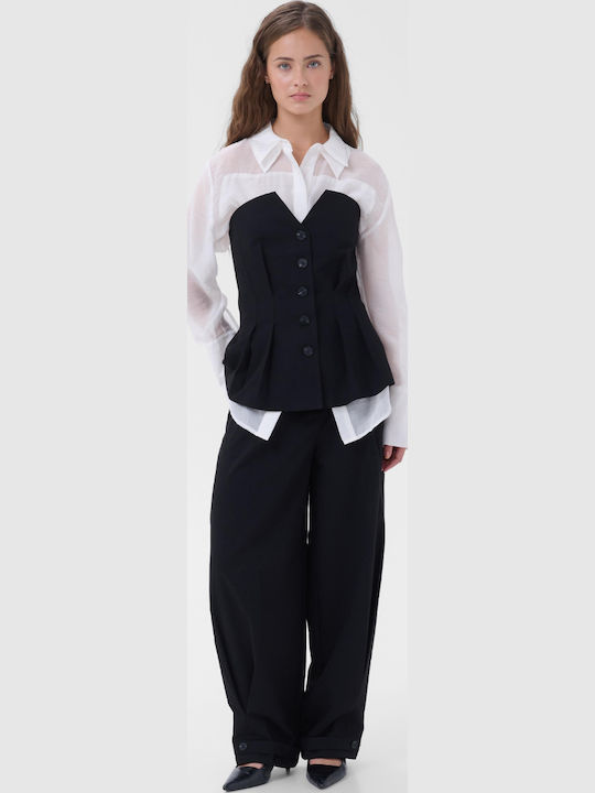 Evelina Women's Fabric Trousers Black