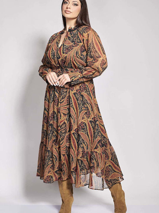 Rochie Midi cu Volane Neagră