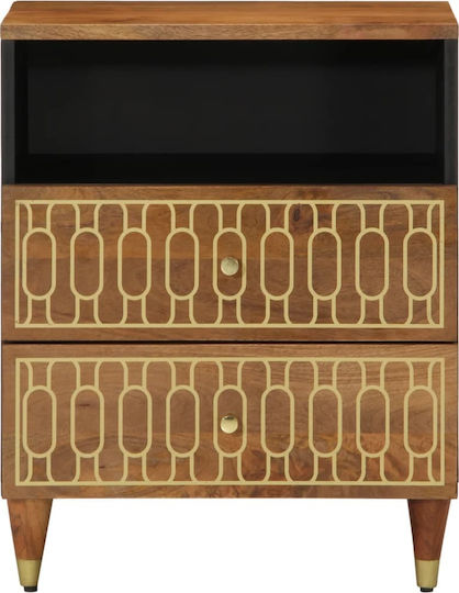 Wooden Bedside Table Brown 50x33x62cm