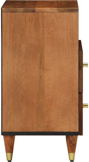 Wooden Bedside Table Brown 50x33x62cm