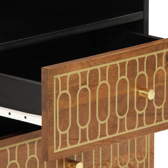 Wooden Bedside Table Brown 50x33x62cm