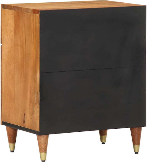 Wooden Bedside Table Brown 50x33x60cm