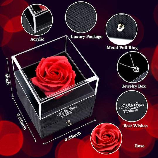 Eternal Rose Box Necklace “I Love You” 100 Languages Red