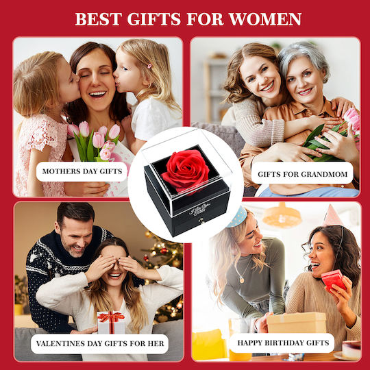 Eternal Rose Box Necklace “I Love You” 100 Languages Red
