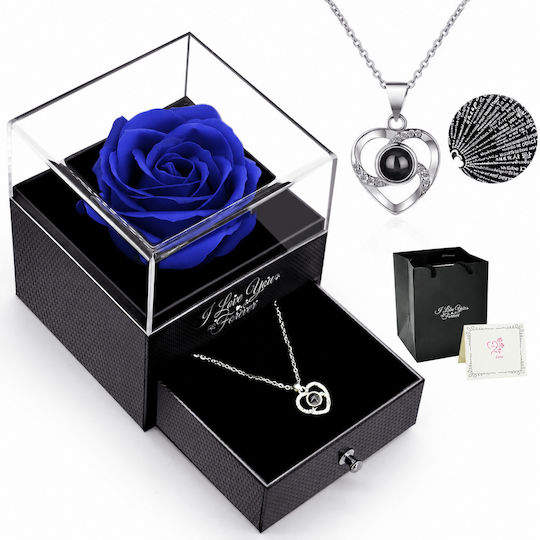 Eternal Rose Box Necklace “I Love You” 100 Languages White
