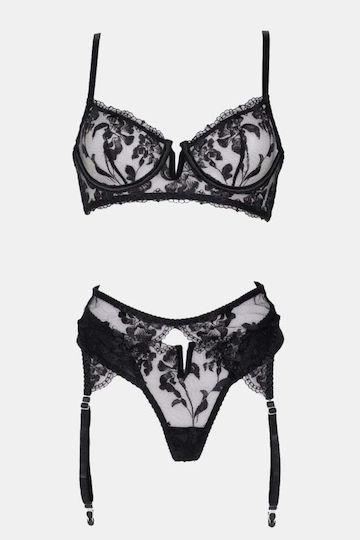 Dessous-Set Straps Strümpfe & Handschuhe Schwarz