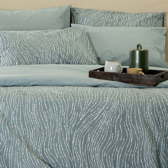 Melinen Double Quilt Set with Hollowfiber Filling 240x260cm Grey 350 GSM