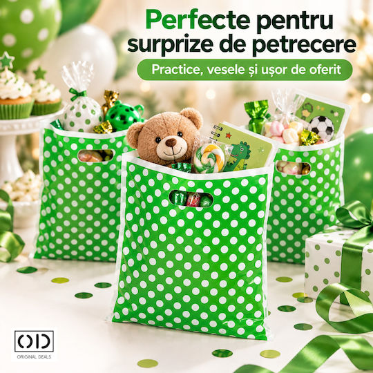 Plastiktüte als Geschenk, Grün, 25 × 17 cm, 10 Stück