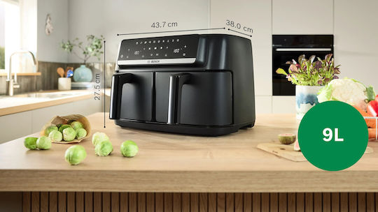 Air Fryer Series 4 cu Două Coșuri Detașabile de 9 l, Negru