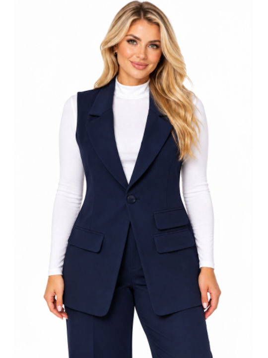 Women's Blue Vest WB-61996-27VE-Blue