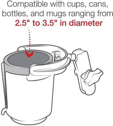 Suport de Pahar Ram Mounts Ram Level de 16 oz cu Braț cu Dublă Articulație