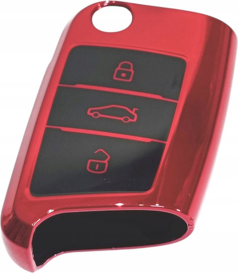 Schutzhülle für VW Skoda Seat Schlüssel, neuer Typ, Chrom, Rot