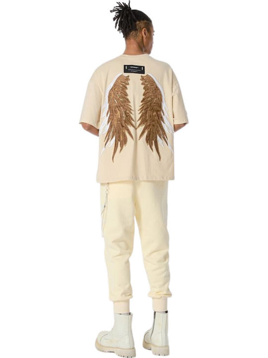 Mod Wave Movement Wings Stars Sweatpants Beige