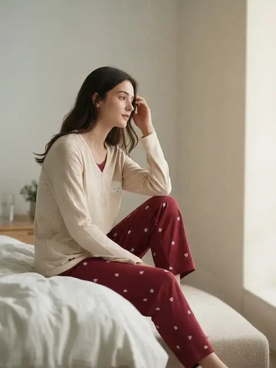 Tress Winter Women's Burgundy Pajama Set