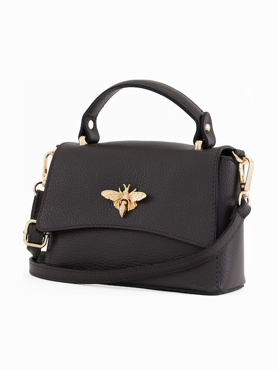 Damen-Ledertasche mit Klappe Braun Chocolate