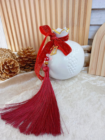 White Ceramic Pomegranate Lucky Charm White Ceramic Pomegranate Lucky Charm