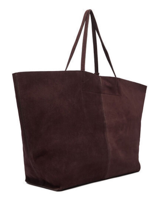 Damen-Shopper aus Wildleder in Chocolate Brown