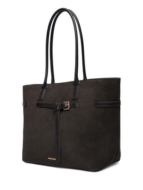 Γυναικεία Shopper Τσάντα Suede Chocolate Brown