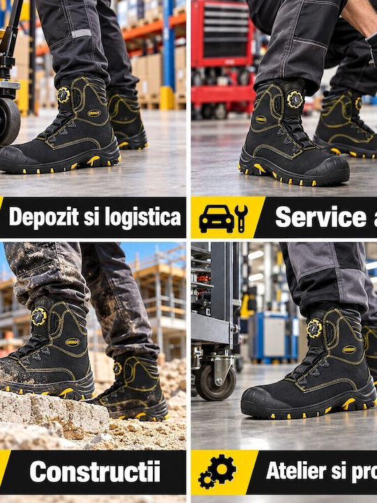 Reis Black S3S Safety Boot with FO, HRO, SR Certification
