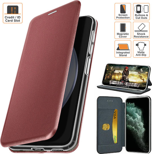 Книга Силикон / Изкуствена кожа Бордо (Galaxy A72)