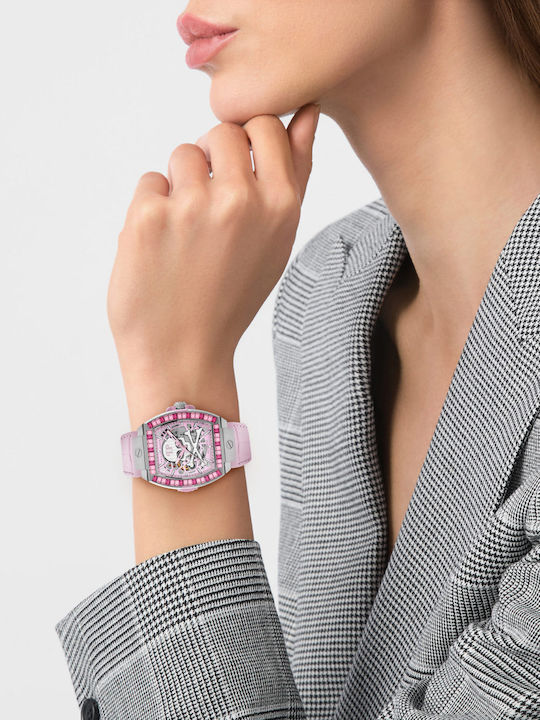 Women's Watch 44mm Automatic with Pink Leather Strap
