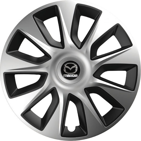 Versaco Σετ Τάσια Αυτοκινήτου Stratos με σήμα Mazda 4τμχ 14" Ασημί/Μαύρο