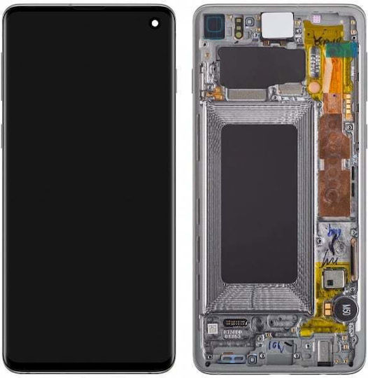 Οθόνη mit Touch-Mechanismus und Rahmen für Galaxy S10 (Weiß)