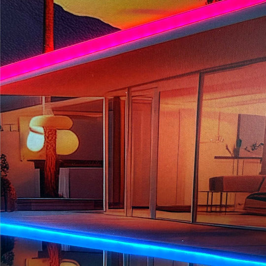 "vintage Villa" Painting with Neon LED Lighting 70x100 cm
