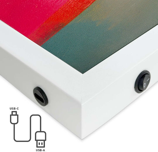 "Abstract Colourful" Painting with Neon LED Lighting 70x100 cm