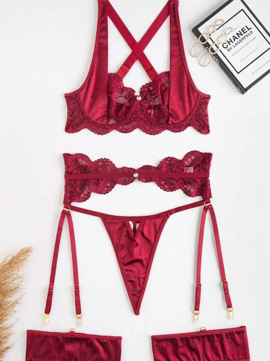 Decoro Unterwäsche-Set mit String in Bordeaux