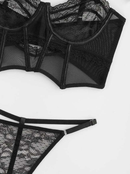 Decoro Unterwäsche-Set mit String Schwarz